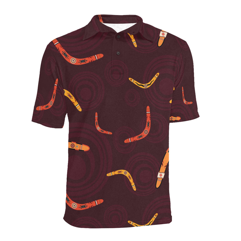Boomerang Australian aboriginal ornament circle bl Men's All Over Print Polo Shirt