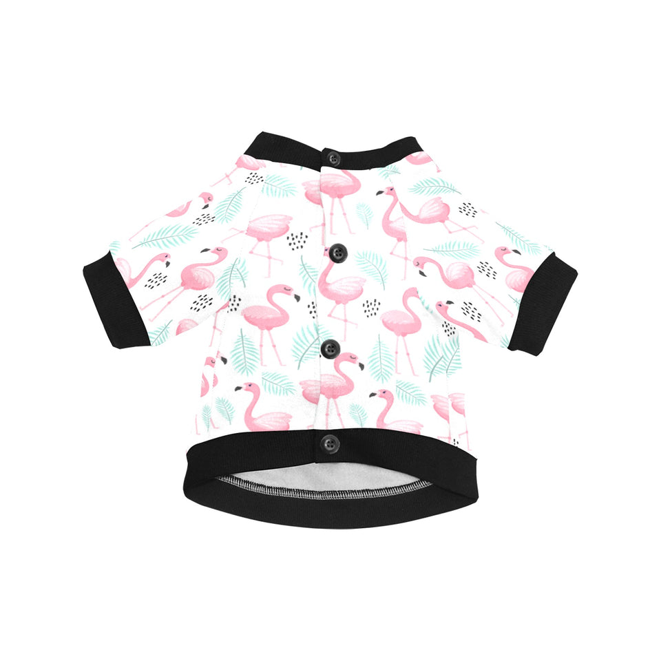 Cute flamingo pattern All Over Print Pet Dog Round Neck Fuzzy Shirt