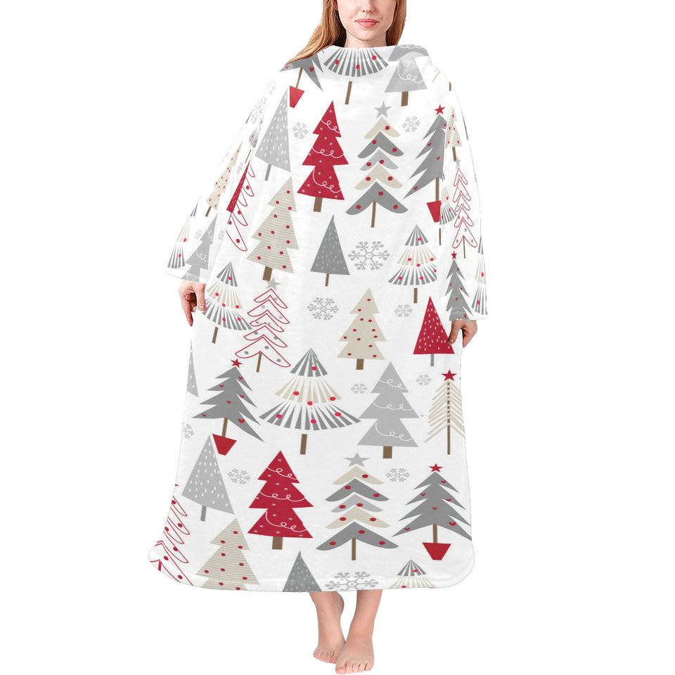 Cute Christmas tree pattern Blanket Robe with Sleeves