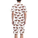 Horses running pattern background Men's V-Neck Short Pajama Set