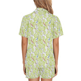 Tennis Pattern Print Design 01 Women's V-Neck Short Pajama Set
