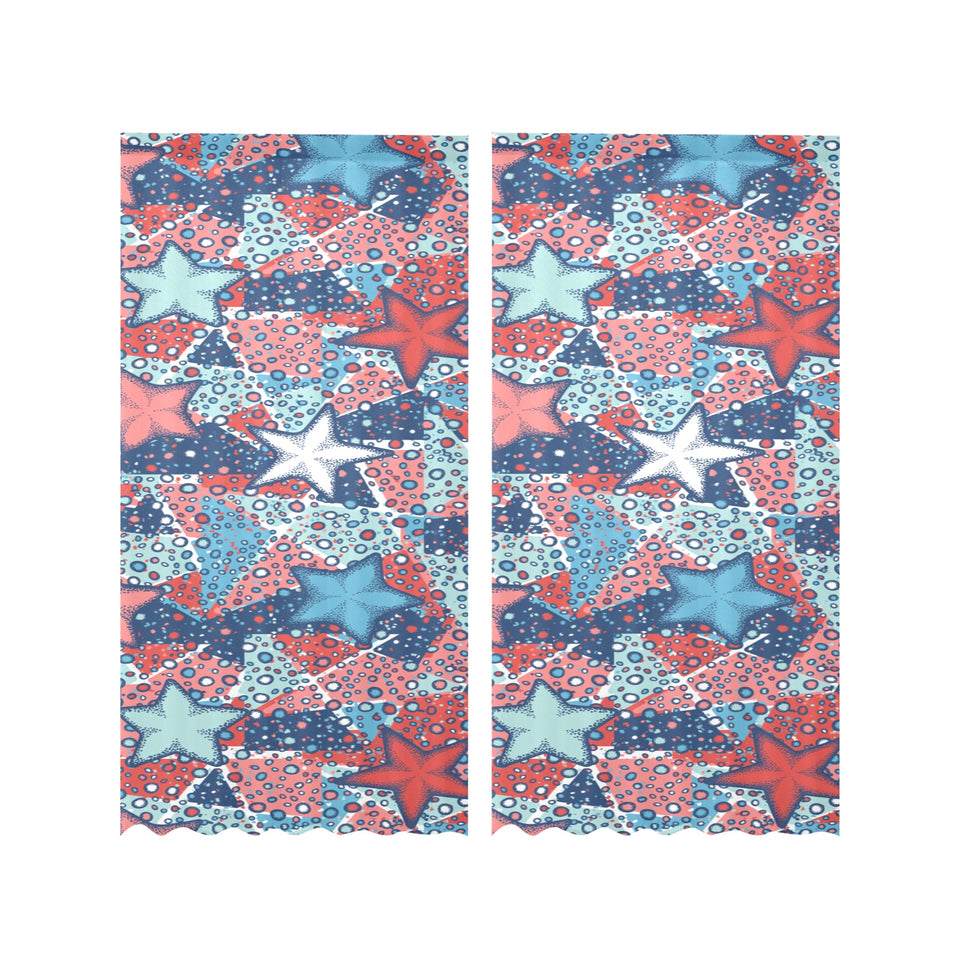 Hand drawn colorful starfish Gauze Curtain