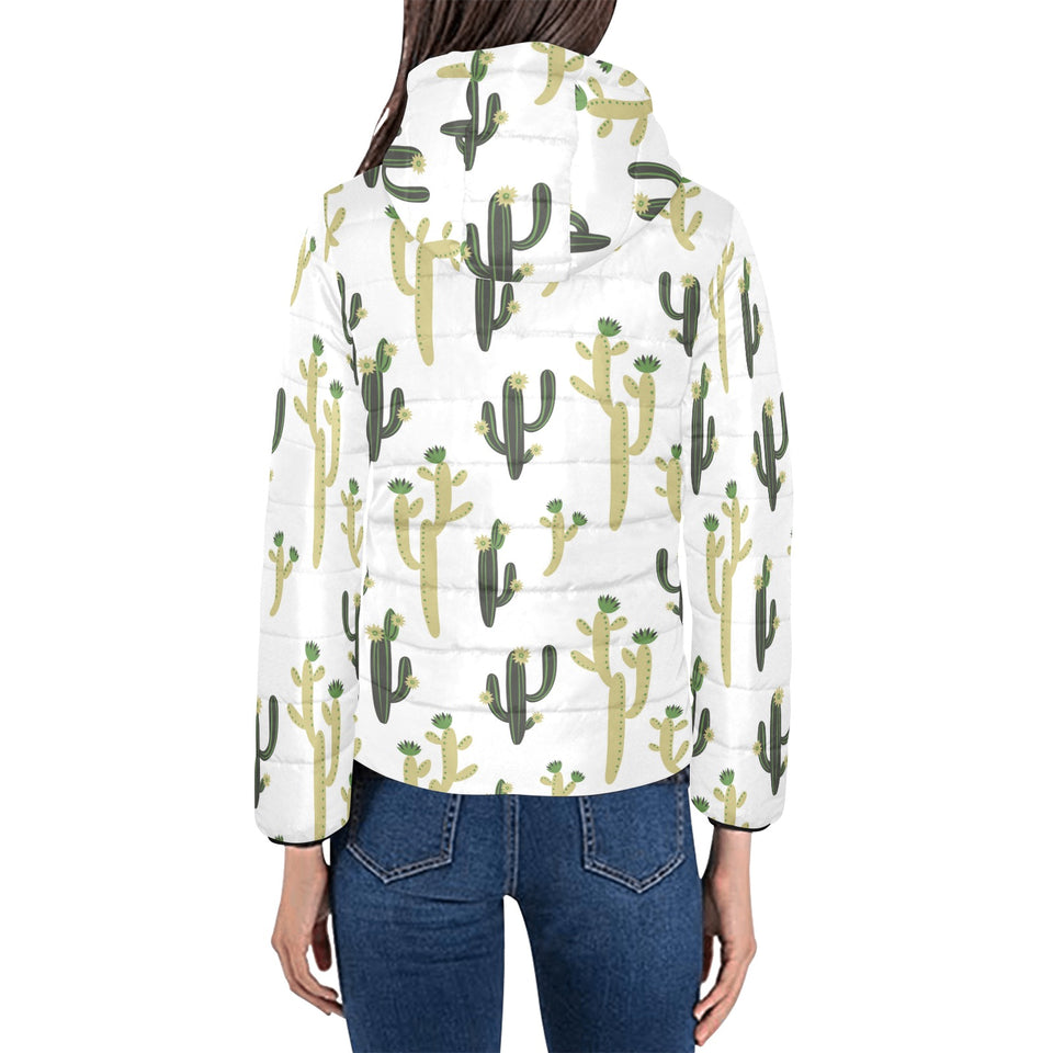 Cute cactus pattern Women's Padded Hooded Jacket