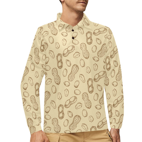 hand drawn peanuts pattern Men's Long Sleeve Polo Shirt