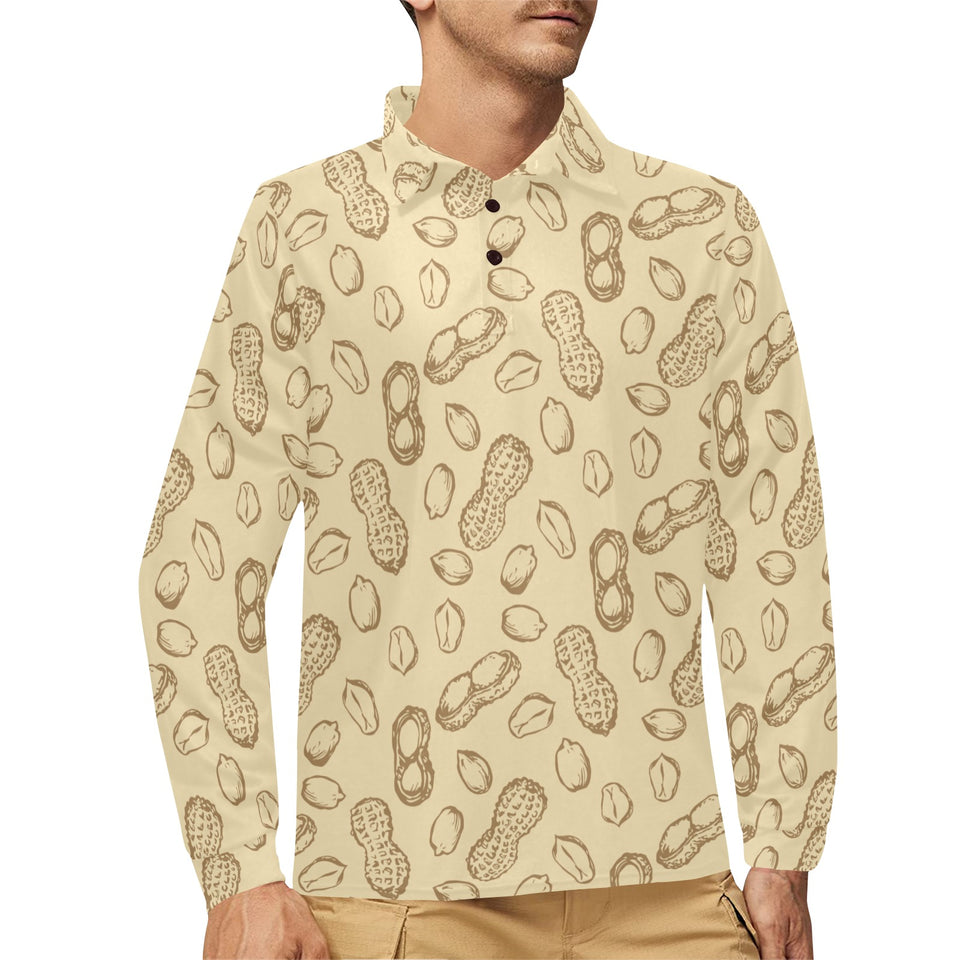 hand drawn peanuts pattern Men's Long Sleeve Polo Shirt