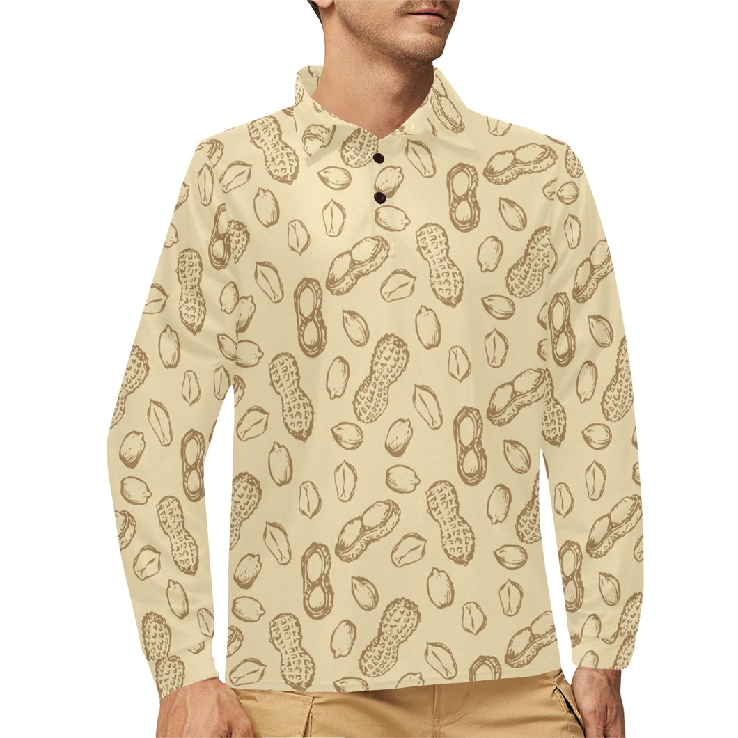 hand drawn peanuts pattern Men's Long Sleeve Polo Shirt
