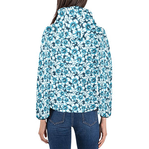Hibiscus Pattern Print Design 04 Women's Padded Hooded Jacket