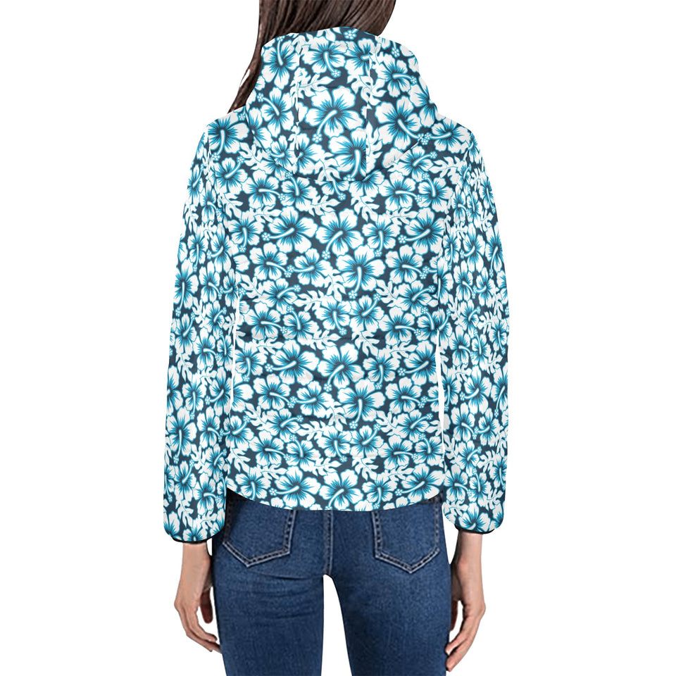 Hibiscus Pattern Print Design 04 Women's Padded Hooded Jacket