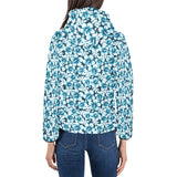 Hibiscus Pattern Print Design 04 Women's Padded Hooded Jacket