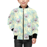 French bulldog hawaii blackground Kids' Boys' Girls' Bomber Jacket