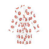 Daruma japanese wooden doll pattern Women's Long Sleeve Belted Night Robe