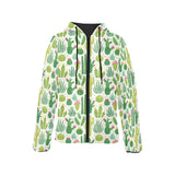 Cactus pattern copy Women's Padded Hooded Jacket