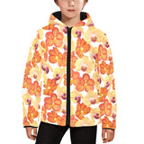 Orange yellow orchid flower pattern background Kids' Boys' Girls' Padded Hooded Jacket