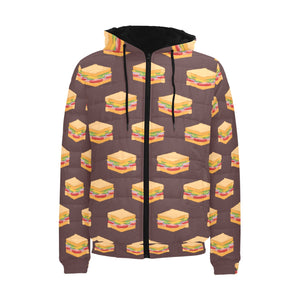 Sandwich Pattern Print Design 04 Men's Padded Hooded Jacket