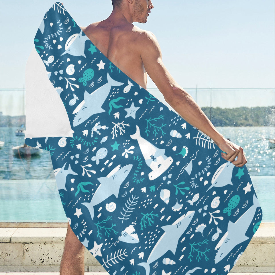 Cute shark pattern Beach Towel