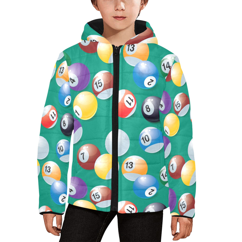 Billiard Ball Pattern Print Design 01 Kids' Boys' Girls' Padded Hooded Jacket