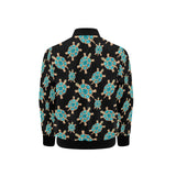 Sea turtle blue stone pattern Kids' Boys' Girls' Bomber Jacket
