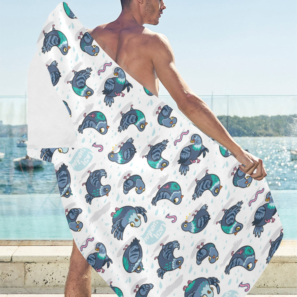 Pigeon Pattern Print Design 02 Beach Towel