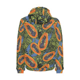 Colorful papaya tropical leaves Men's Padded Hooded Jacket