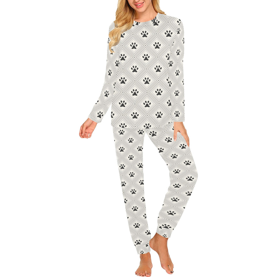 Dog Paws Pattern Print Design 03 Women's All Over Print Pajama Set