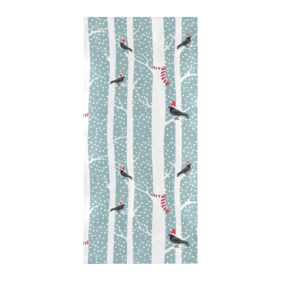 Crows christmas hat scarf Beach Towel