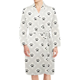 Dog Paws Pattern Print Design 03 Men's Long Sleeve Belted Night Robe