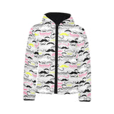Mustache Beard Pattern Print Design 02 Kids' Boys' Girls' Padded Hooded Jacket