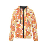 Orange yellow orchid flower pattern background Women's Padded Hooded Jacket