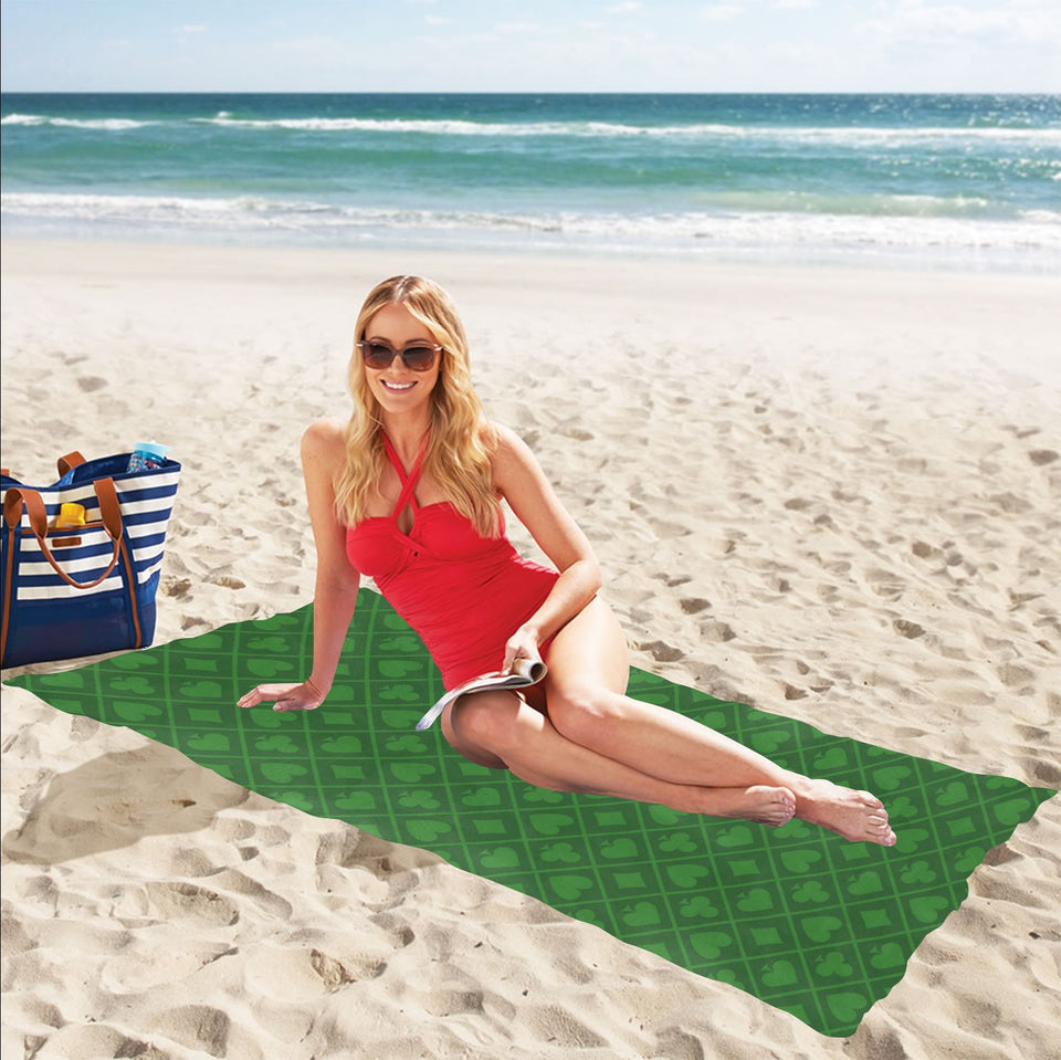 Casino Cards Suits Pattern Print Design 04 Beach Towel