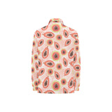 papaya leaves pattern Women's Long Sleeve Polo Shirt