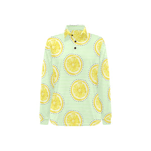 slice of lemon pattern Women's Long Sleeve Polo Shirt