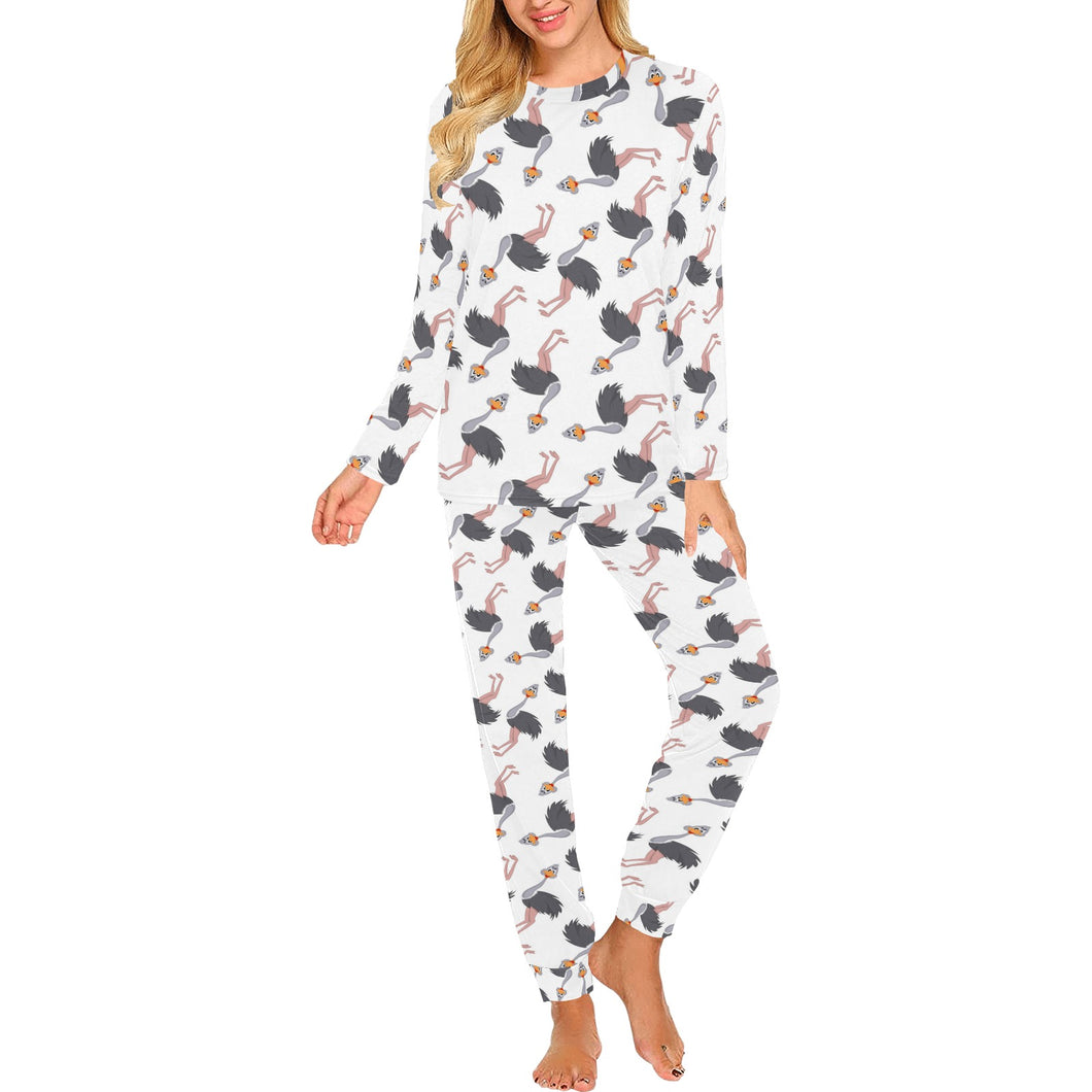 Ostrich Pattern Print Design 02 Women's All Over Print Pajama Set