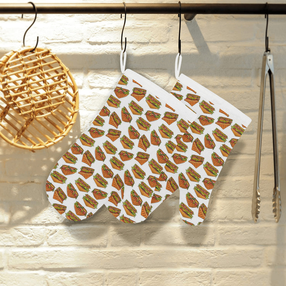 Sandwich Pattern Print Design 02 Heat Resistant Oven Mitts