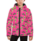 Alien Pattern Print Design 03 Kids' Boys' Girls' Padded Hooded Jacket