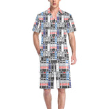 Skate Board Pattern Print Design 04 Men's V-Neck Short Pajama Set