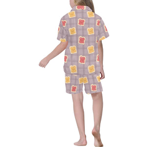 Bread Toast Pattern Print Design 05 Kids' Boys' Girls' V-Neck Short Pajama Set