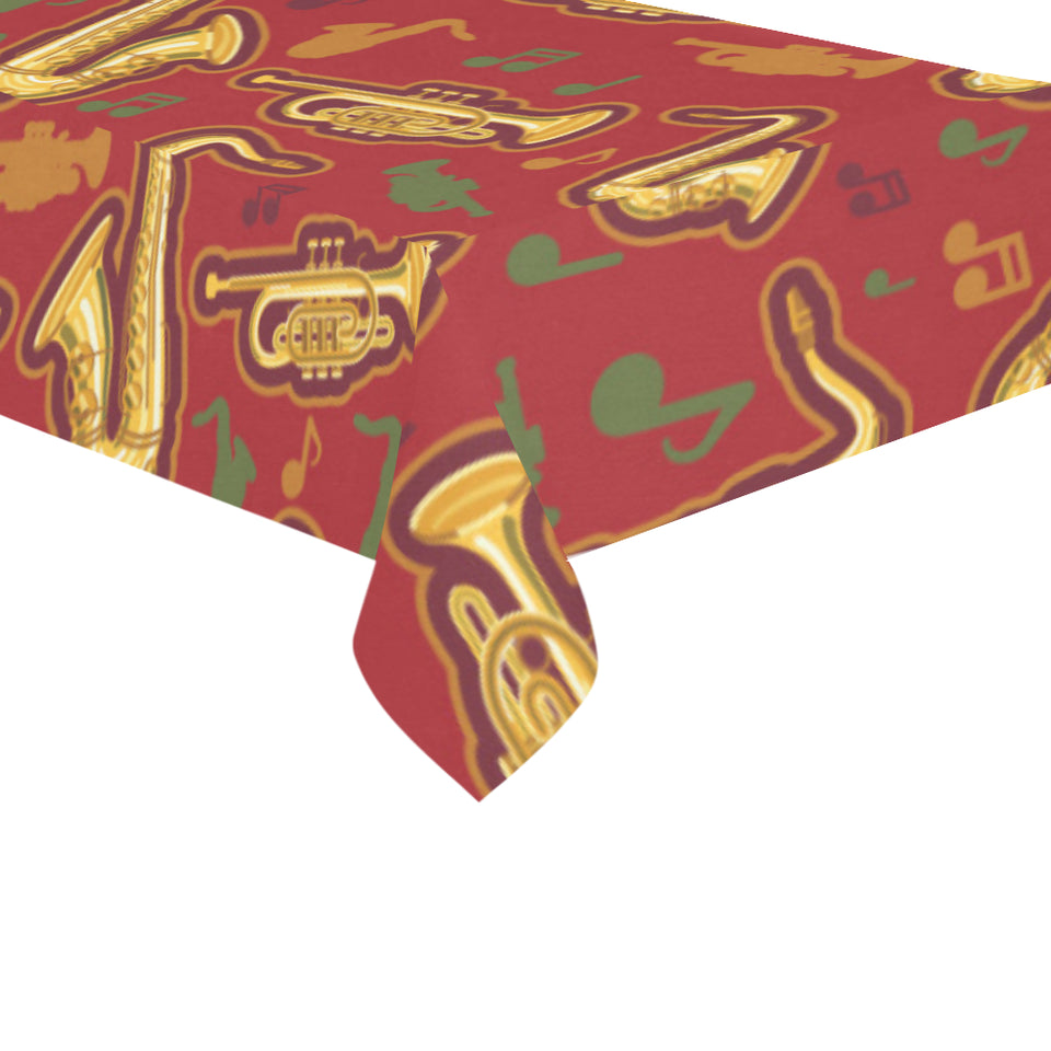 Saxophone cornet pattern red background Tablecloth