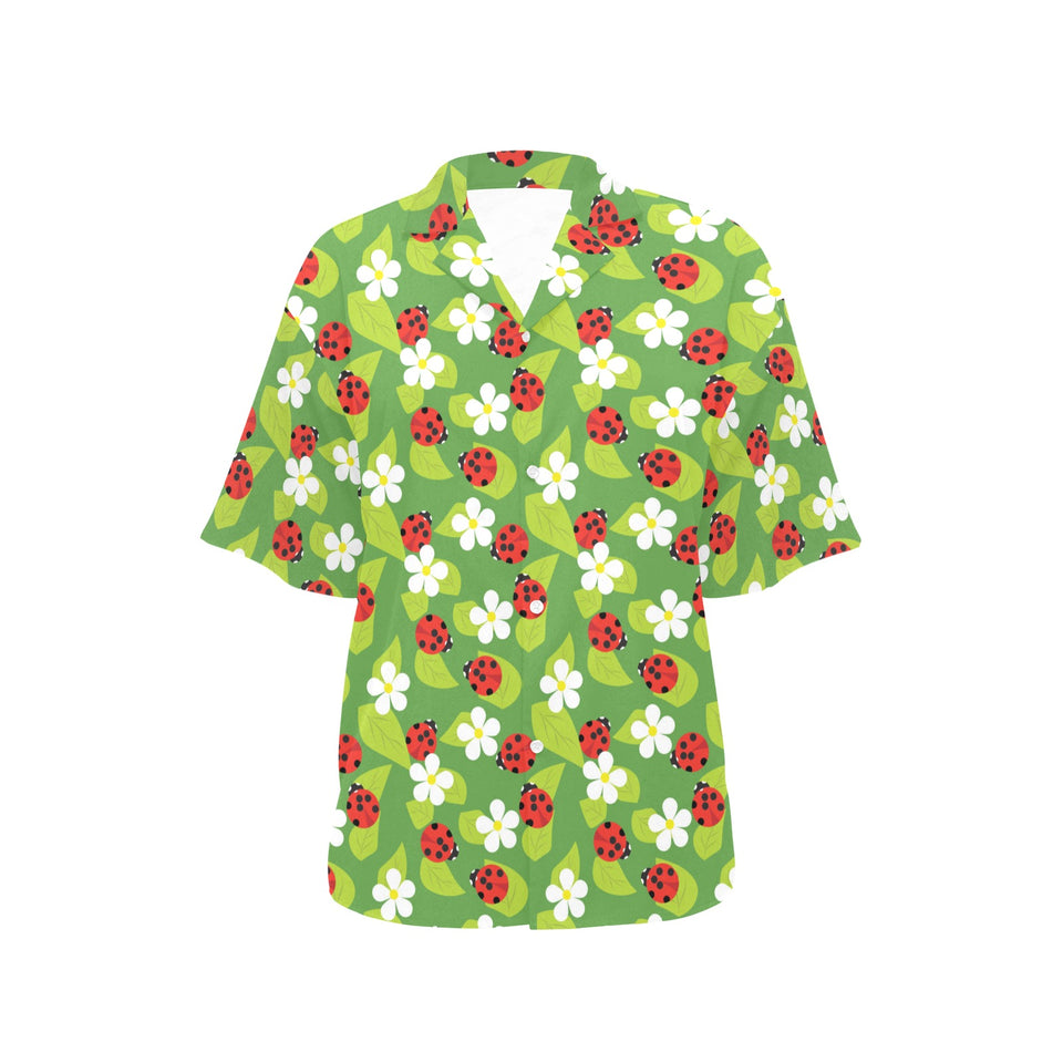 Ladybug Pattern Print Design 01 Women's All Over Print Hawaiian Shirt