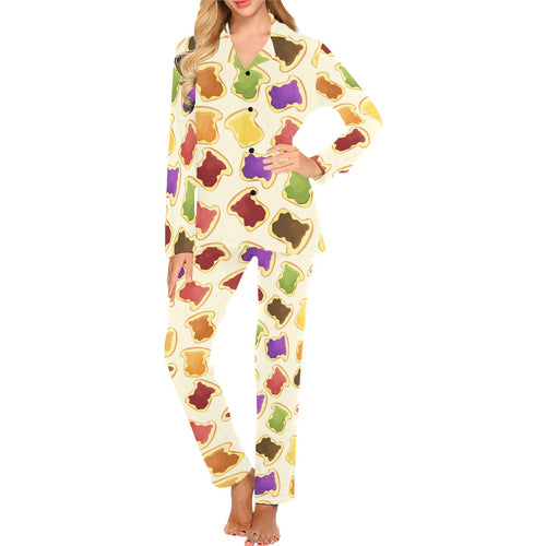 Bread Toast Pattern Print Design 02 Women's Long Pajama Set