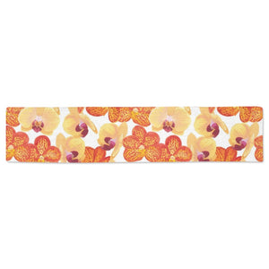 Orange yellow orchid flower pattern background Table Runner