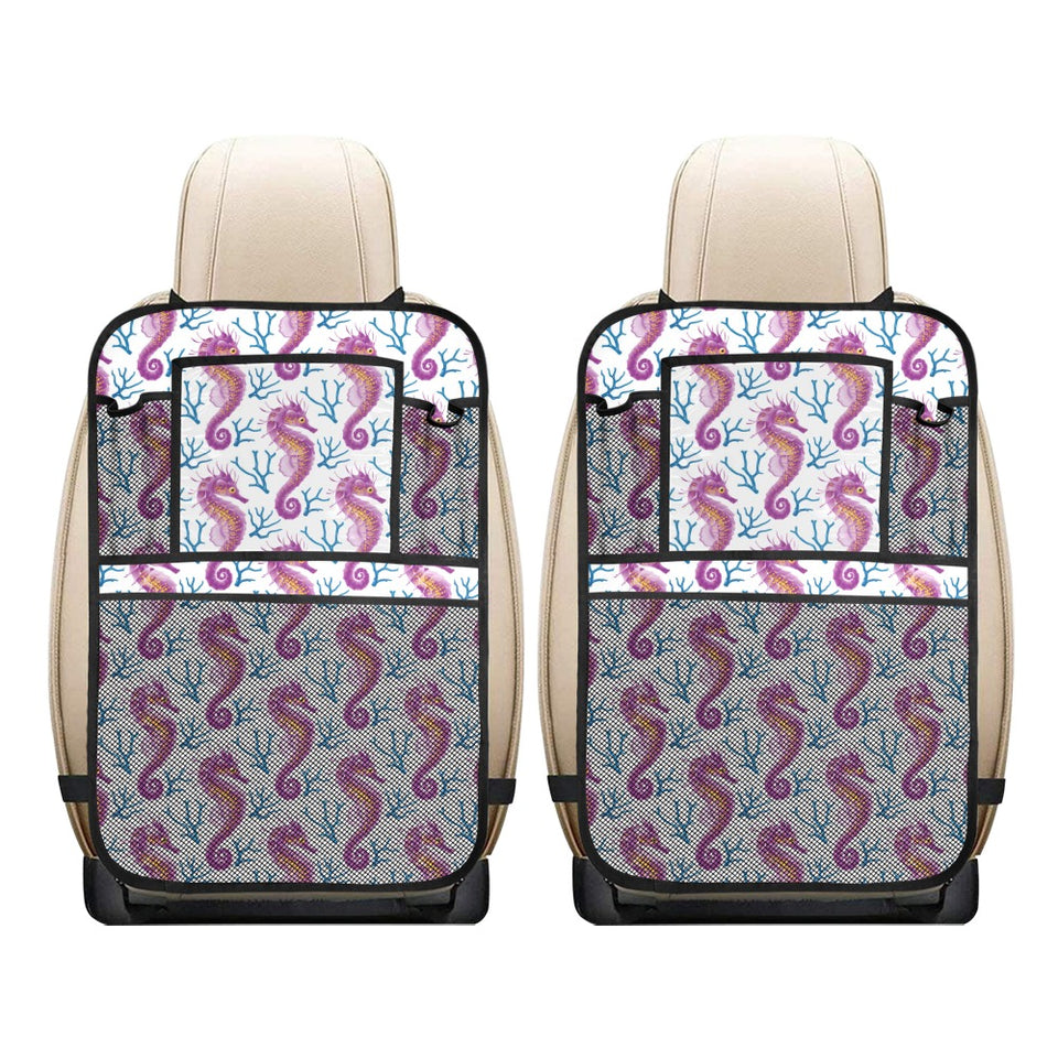 Purple seahorse blue coral pattern Car Seat Back Organizer