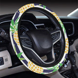Pineapples pattern striped background Car Steering Wheel Cover