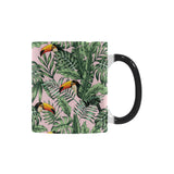 Toucan tropical green jungle palm pattern Morphing Mug Heat Changing Mug