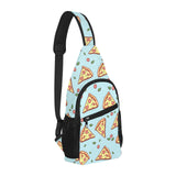 Hand drawn pizza blue background All Over Print Chest Bag
