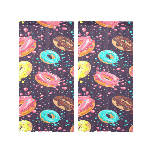Colorful donut glaze pattern Gauze Curtain