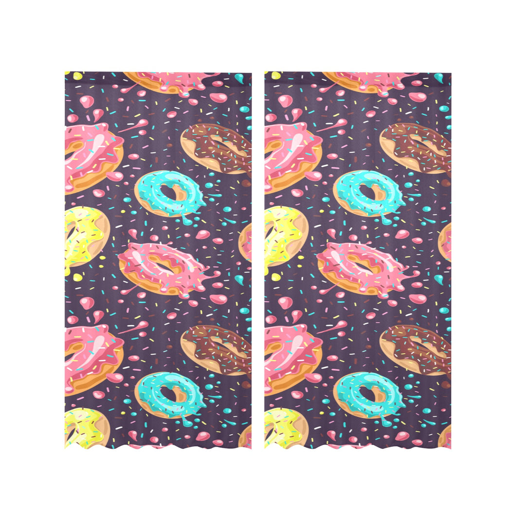 Colorful donut glaze pattern Gauze Curtain