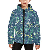 butterfly leaves pattern Kids' Boys' Girls' Padded Hooded Jacket