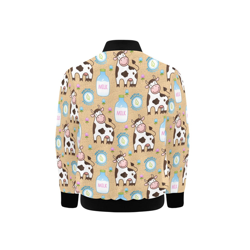 Cow bottle of milk pattern Kids' Boys' Girls' Bomber Jacket