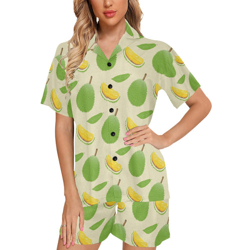 Durian pattern Women's V-Neck Short Pajama Set