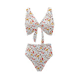 Canada Pattern Print Design 03 Chest Bowknot High Waisted Bikini Swimsuit
